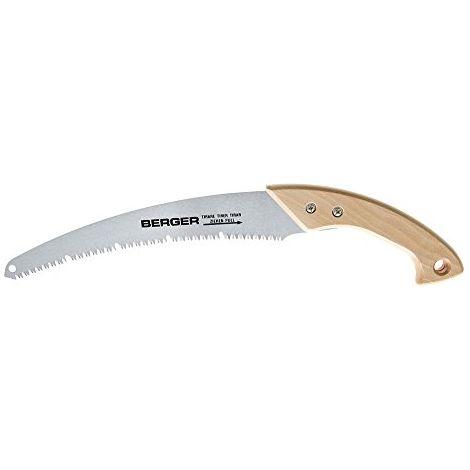 Sega arboricola Berger - Lama cromata, curva con dentatura a spazi per legno tenero o verde. Manico in faggio. Lunghezza della lama (1/4)