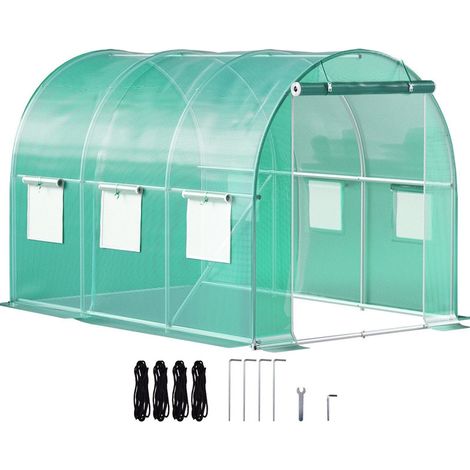 Walk-in-Tunnelgewächshaus 9,8x6,6x6,6 ft verzinkter Stahl 6 Fenster Tür (1/5)