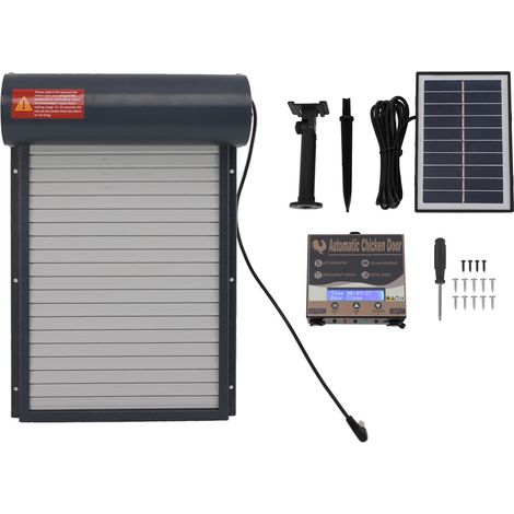 Portes de poulet grises à énergie solaire, contrôle du temps Programmable avec contrôleur d'affichage LED, porte automatique de poulailler pour ferme