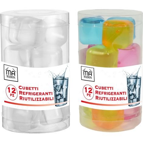 CUBETTI REFRIGERANTI RIUTILIZZABILI 12 PZ IN COLORAZIONE ASSORTITA (1/2)