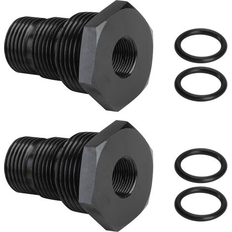 Adaptador de filtro de aceite, adaptador de rosca liviano de 1/2-28 pulgadas, reductor de rosca macho NPT de aluminio de 1/2-28 hembra a 3/4-16 13/16-16 3/4, acabado anodizado negro, resistente a la c (1/5)