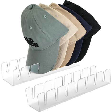 2 PièCes Porte Casquette Range Casquette Aucune Installation Requise Peut Contenir 14 Casquettes De Baseball Rangement Casquette Acrylique Support Casquette (1/5)