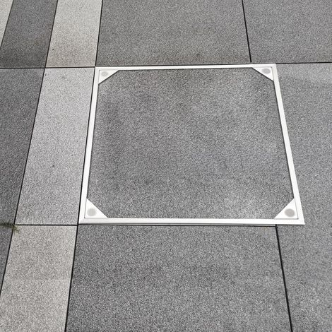 Aluminium Schachtabdeckung Quadratisch Einbau Abdeckung 6063 Legierung für Gehweg Terrasse Garten Begehbar Rutschfest Silber, 40 40 5.5cm