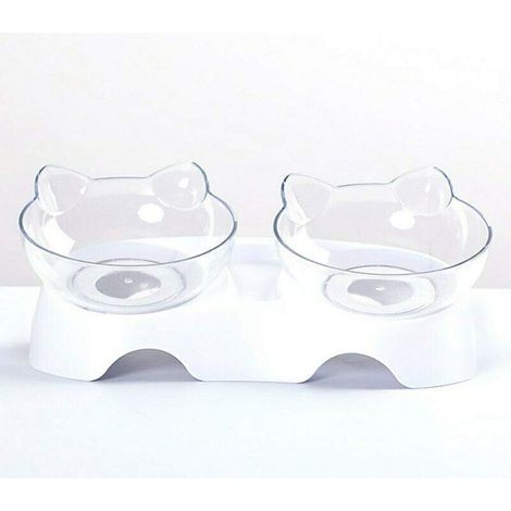 Double Bols pour Chat, Bol orthopédique pour Animaux Anti-vomissements, Bol pour Chien Kitty’s Food Water Bowl, Plat incliné pour Chat protège la Colonne vertébrale, Bol incliné à 15 ° (1/5)