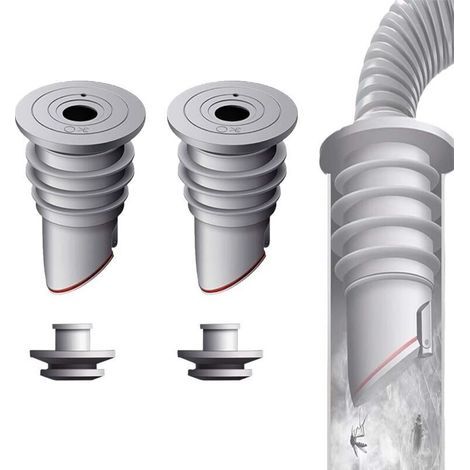 Joint de tuyau de machine à laver – Lot de 2 bouchons de désodorisant gris 35-40 mm – Silicone élastique pour étanchéité optimale (1/4)
