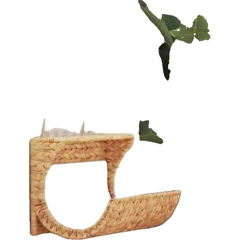 Lit pour chat, coussin en jacinthe d'eau, construction en bois robuste, vert armée (1/2)