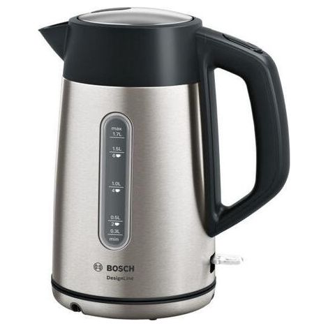 Bosch Hervidor DesignLine TWK4P440 Eléctrico 2400 W 1,7 L Acero inoxidable Base giratoria 360° Acero inoxidable/Negro (1/4)