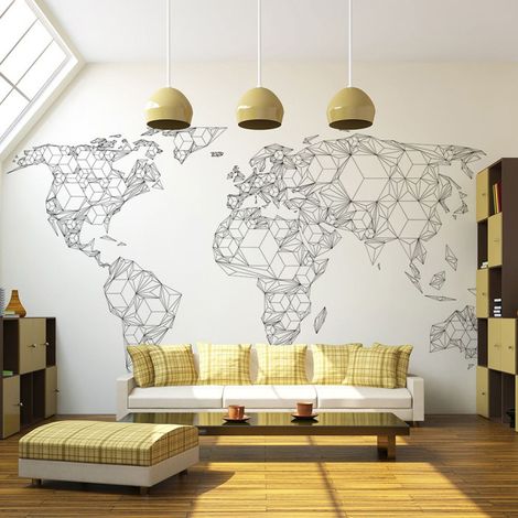 Papier Peint "Map of the World White Solids" 270 x 350 cm (1/2)
