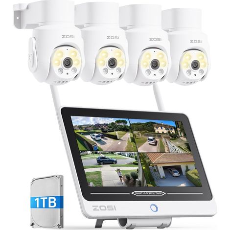 5MP Kit Caméra Surveillance WiFi6 avec 12” Moniteur NVR 8CH 8MP Caméra IP Extérieure Pan Tilt Vue 360° Détection Suivi Personne Audio Bidirectionnel (1/5)