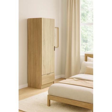 Armoire Grande, Portemanteau une Étagère, 51x170h cm Chêne Brun - Dello (1/5)