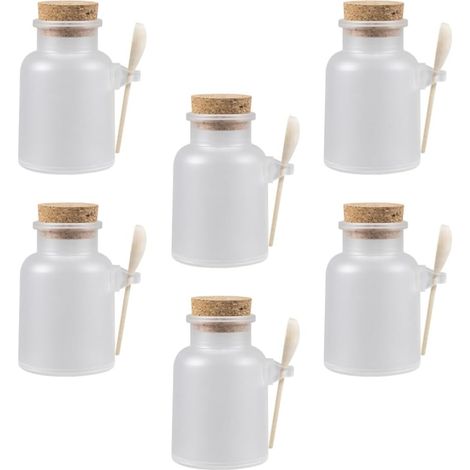 Sets de Bocaux Hermétiques Capacité 100g Lot de 6 Bouchon en Bois et Cuillère Léger pour Poudre de Masque Soins Personnels (1/5)