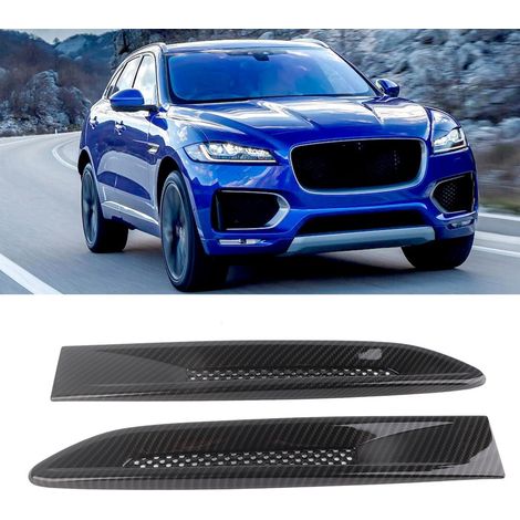 Lot de 2 caches d'aération latéraux d'aile en fibre de carbone texturée, compatibles avec Jaguar XF, XFL et XE. (1/5)