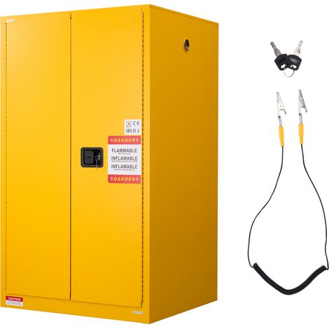 VEVOR Armoire de Securite pour Produits Inflammables de 246 L 96,4 x 86,4 x 165,1 cm, Armoire Coupe-Feu pour Liquides Inflammables, en Acier Lamine a Froid et Galvanise, avec Etagere Reglable, Jaune
