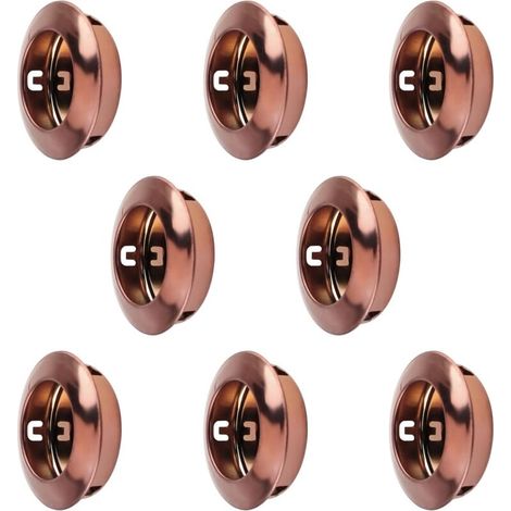 8 Pack Round Cabinet Door Handles Stainless Steel Cabinet Handles - Recessed Sliding Barn Door Handles - Invisible Pocket Door Handles (Bronze) (1/5)