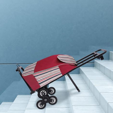 Diable d'escalier pliable en acier - Chariot de transport pour escaliers - Chariot de courses avec 6 roues - Chariot de transport réglable pour entrepôts et aéroports - 210 kg (1/5)