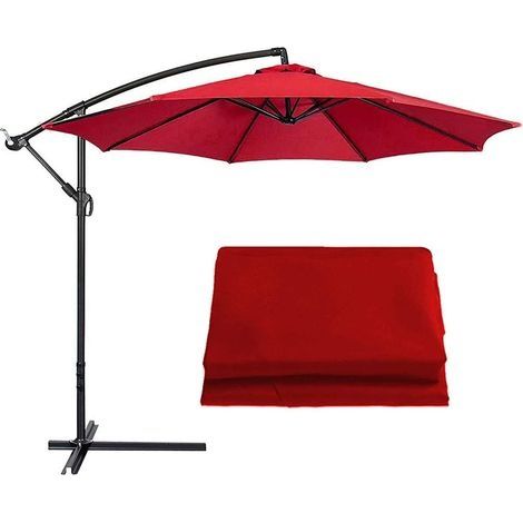 Housse de rechange pour parapluie 3M 8 nervures résistantes à la décoloration pour terrasse extérieure, table de marché, parapluie, pelouse, piscine - Rouge (1/5)