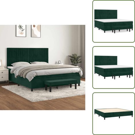 Tête de lit réglable - vidaXL Sommier à lattes de lit et matelas Vert foncé 180x200cm Velours - Banc multifonctionnel (1/5)