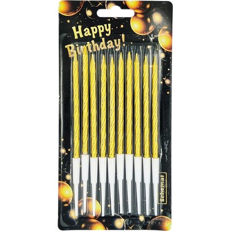 CANDELE DI COMPLEANNO 9 CM/10 PEZZI. SCHEMA DORATO 6070 (1/2)
