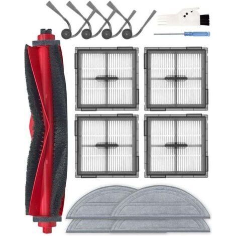 15 Pièces de Rechange pour Roborock Q10 S5/Q10 S5+ Aspirateur Robot, Kit d'Accessoires Comprenant 1 Brosse Principale, 4 Brosses Latérales, 4 Filtres HEPA, 4 Tampons de Nettoy, 1 Brosse (1/4)