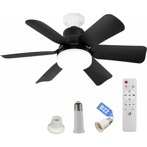Ventilador de techo con luz y control remoto, ventilador de techo LED de 52 cm con luz, 3 modos y 3 velocidades, lámpara de techo silenciosa para sala de estar y dormitorio (negro). (1/5)