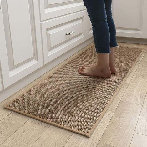 Tapis de cuisine , tapis de cuisine, tapis de cuisine en caoutchouc antidérapant lavable à placer devant l'évier, tapis de cuisine en jute à placer devant l'évier, tapis de cuisine en lin, tapis de cu (1/4)