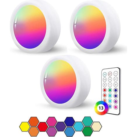 Veilleuse dirigélampe de ramassagetélécommande sans fil 13couleur RVBProjecteur à piles pour armoire de chambre-Blanc 1Une télécommande 3Une lampe (1/5)