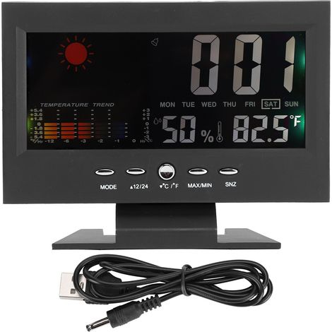 Multifunktionales digitales Thermometer-Hygrometer mit Tischuhr und Kalender (1/5)