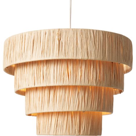 Litecraft Viera Light Shade Raffia Easy Fit 4 Tiered Ceiling Lampshade - Natural (1/5)