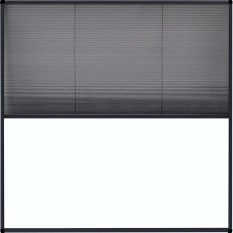 Moustiquaire Plissée pour Fenêtre Cadre Aluminium Protection Insectes Anthracite 120 x 120 cm (1/5)