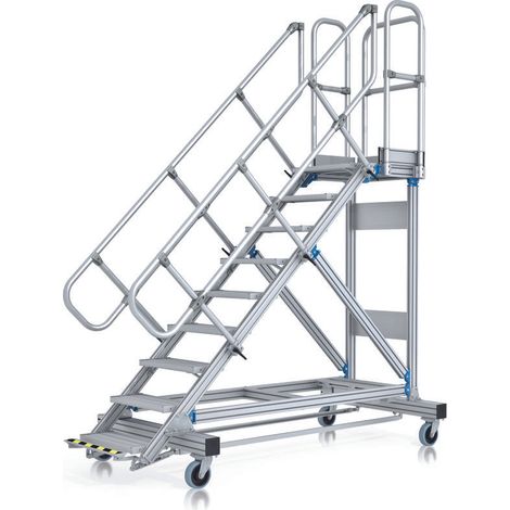 ZARGES Plattformtreppe Ergo Stop 45° 5 Stufen, 1000 mm breit, Höhe 1.07 m (1/3)