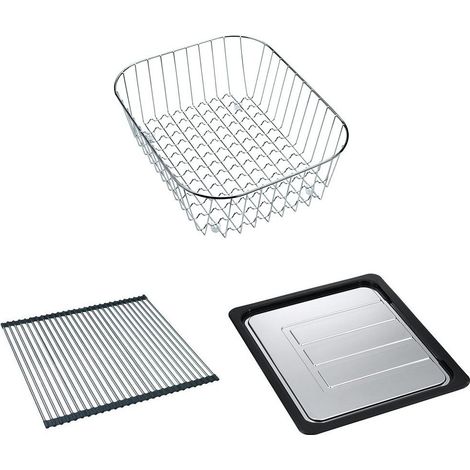Set accessoires cuves Sirius Tectonite : Rollmat + égouttoir mobile + panier fil à vaisselle - Franke (1/4)