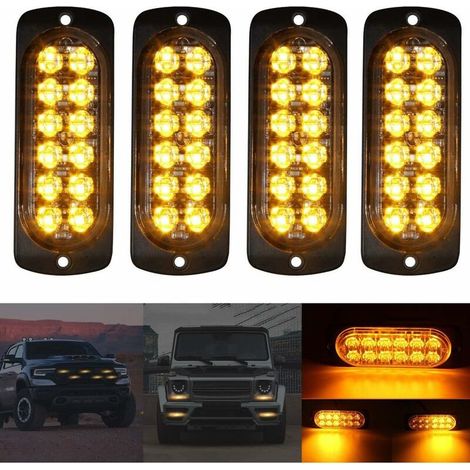4 Pièces 12-24V LED Stroboscopique Voiture Ampoule Led Voiture Orange Lumineux Feux éclairage Remorque Clignotant Strobe (1/5)