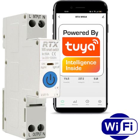 Relais contrôleur WiFi DIN TUYA 40A - Mesure de l'énergie (1/5)