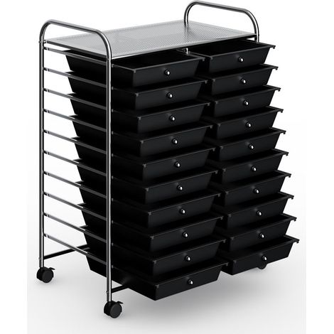 Desserte de rangement mobile pour organiser et classer, 20 tiroirs amovibles, structure métal chromé pour bureau et atelier (1/5)