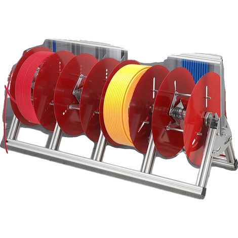 Support de Dérouleur de Câble, Alliage d'Aluminium, 4 Bobines Indépendantes, Supporte des Câbles de 6mm², Design Pliable, Roulements et Freins Indépendants (1/5)