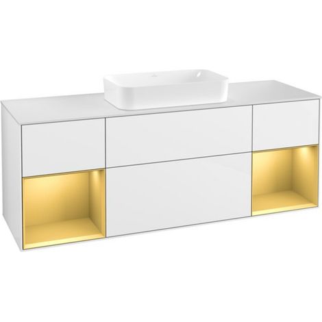 V&B Waschtischunterschrank Abdeckplatte wh. m Finion 160x60cm, Reg gol m Lac, glo wh. lacquer (1/2)