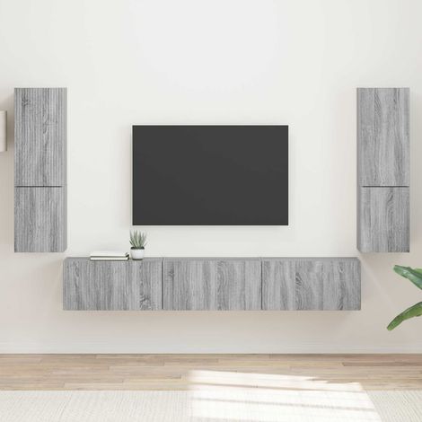 TV-Schrankset Wandmontiert 4 pcs Graues Sonoma Holzwerkstoff