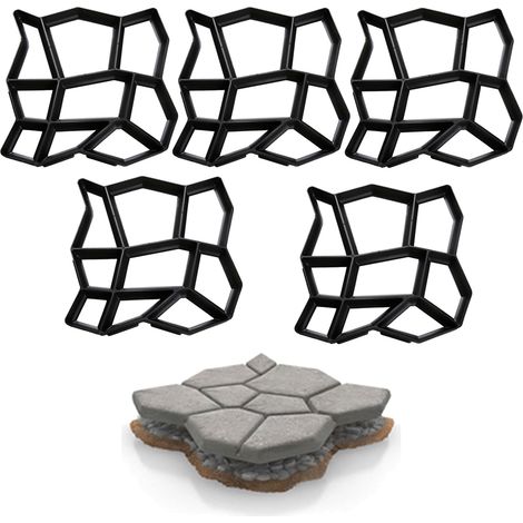 Hengda – Moule en béton pour plaques de marche – Lot de 5 – Dimensions 43x43x4 cm – Pour dalles de terrasse et trottoirs personnalisés