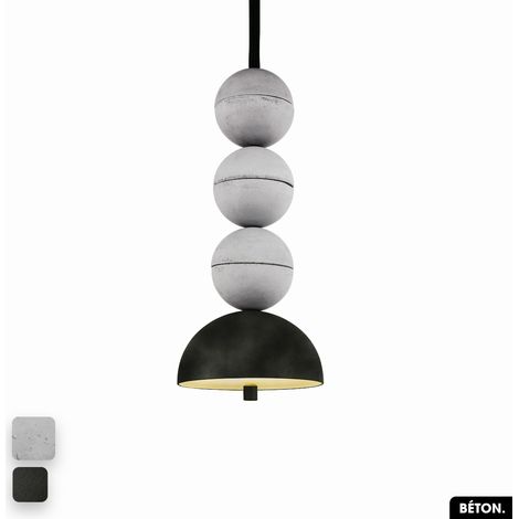 Lampe de suspension en béton velours - BOSFOR CONCRETE VELVET BLANC - OLIVE 3 BALLES LED 14W (1/2)