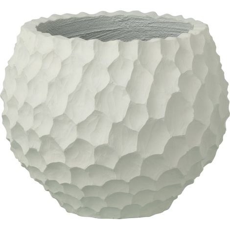 Cache pot bosselé en pierre blanc sable - blanc sable (1/2)