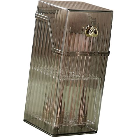 Écrin de rangement pour pinceaux maquillage, boîte de rangement luxueuse, organiseur de maquillage léger et chic, support de bureau pour crayon à sourcils, poudre et fard à joues, gris, taille unique (1/5)