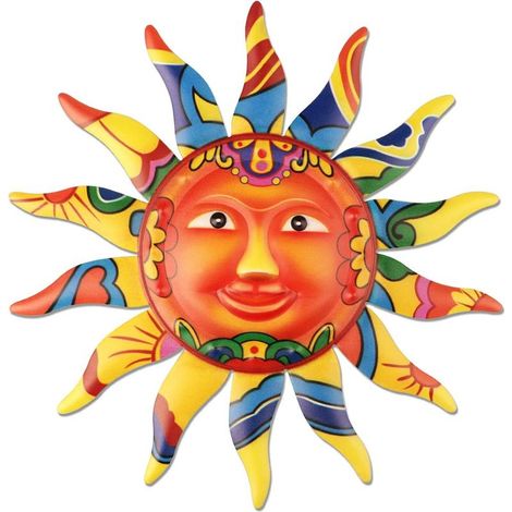 Métal soleil mur Art décor métal coloré soleil visage pour salon chambre bureau à domicile Bar boutique Patio jardin décoration-Fei Yu (1/5)