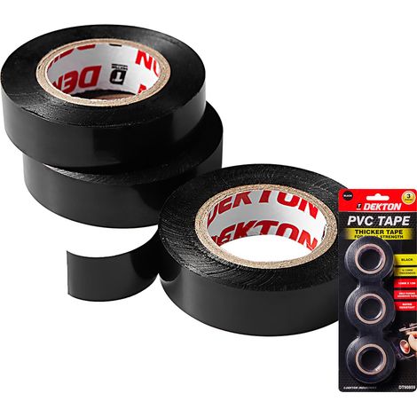 Dekton 3pc Black PVC Electrical Insulating Self Amalgamating Tape 15mmx13m (1/5)