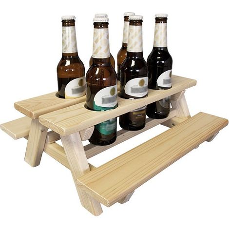 Porta cerveza mesa picnic - Porta botellas 39x37x16,5 cm