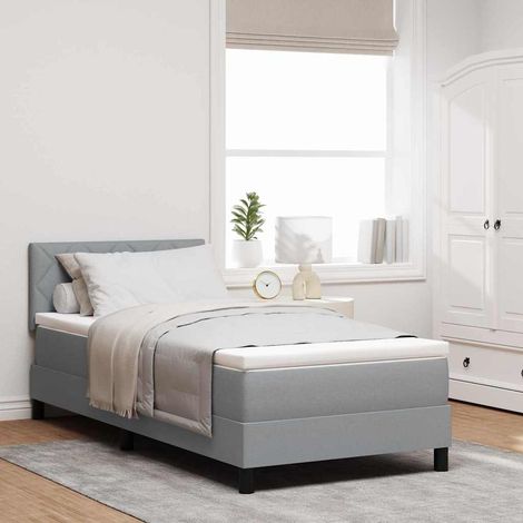 Lit boxspring avec matelas-Lit à ressorts-Sommier à ressorts de lit Gris clair 90 x 190 cm tissu 169834 (1/5)