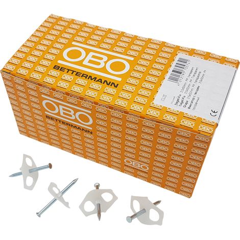 100 Stück OBO Bettermann Nagel-Fix, Nagelscheibe Kabelhalter Kabelklammer 3,5x60mm 1996/60 (1/5)