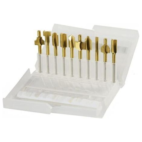 Lot de 10 fraises à défoncer professionnelles en acier rapide pour le travail du bois ABS, acrylique, PVC, tige de 3 mm (1/5)