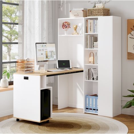 Bureau pliable avec etageres prise USB 104,5 cm OKMYHOME (1/5)