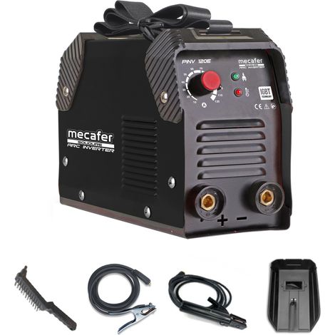 Poste à souder inverter PINVE  MMA Mecafer - 120A - Brosse marteau, pince de masse, pince porte electrode, Masque soudure inclus - 461121