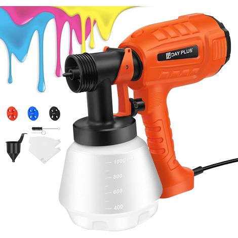 système de peinture en aérosol de 400 watts, le pistolet de pulvérisation est équipé de 3 buses, 3 modes de pulvérisation, réservoir de peinture de 1000 ml, adapté à la peinture murale, vernis et colo (1/5)